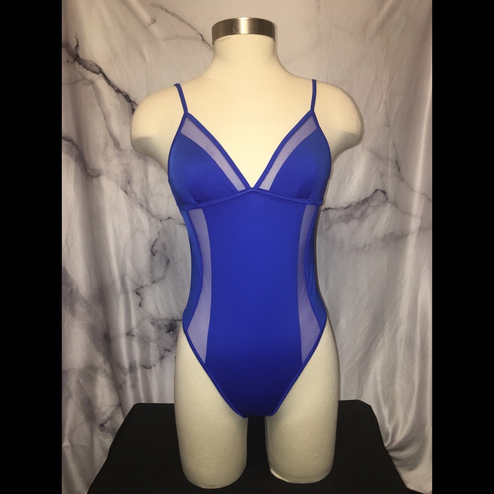 A Ché Blue Mesh Cut One Piece Bathing Suit NWT - Picture 1 of 8